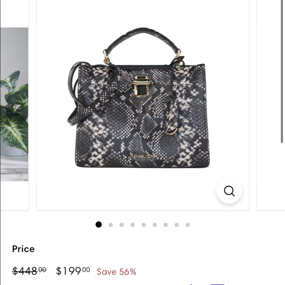 Mk Penelope M/Black snake embossed leather crossbody